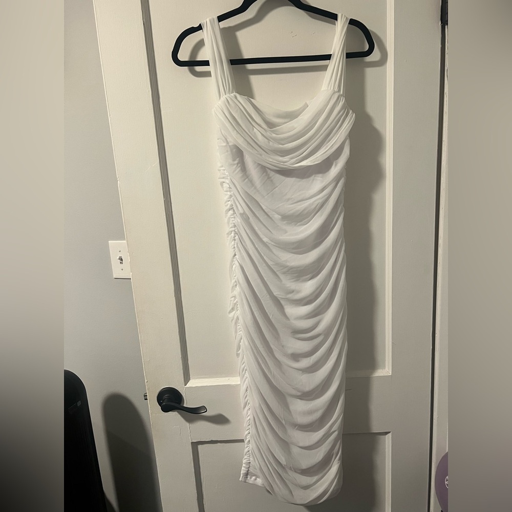 Elegant White Draped Dress